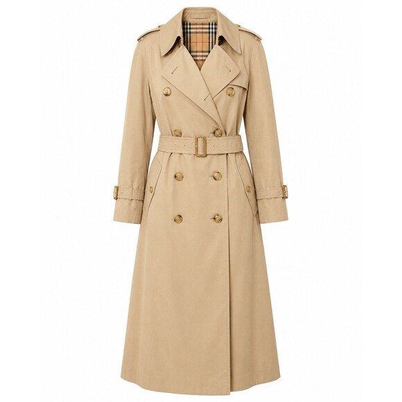 Burberry Jackets & Blazers - Burberry Women's Vintage Honey Beige Haymarket Check Trench Coat Size 10L